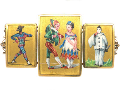 Victorian 18ct Gold Harlequin & Clown Circus Brooch