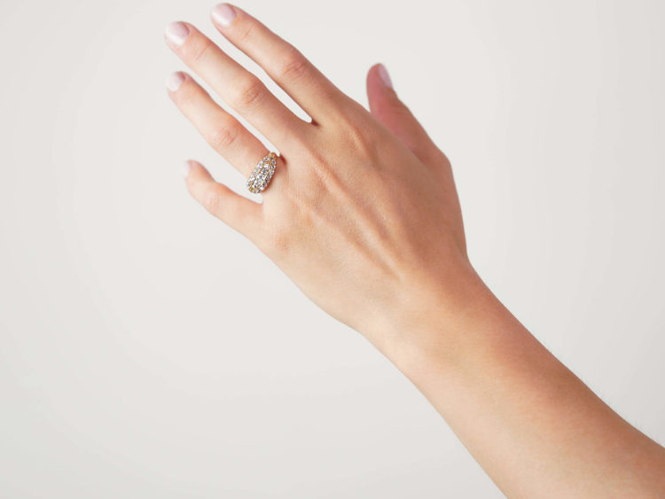 Victorian 18ct Gold & Diamond Boat Shaped Ring