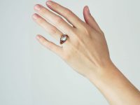 Edwardian 18ct Gold, Moonstone, Enamel & Rose Diamond Ring
