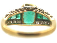 Retro 18ct Gold Emerald & Diamond Ring