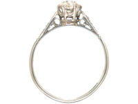 Art Deco Platinum & Diamond Solitaire Ring with Diamond Set Shoulders