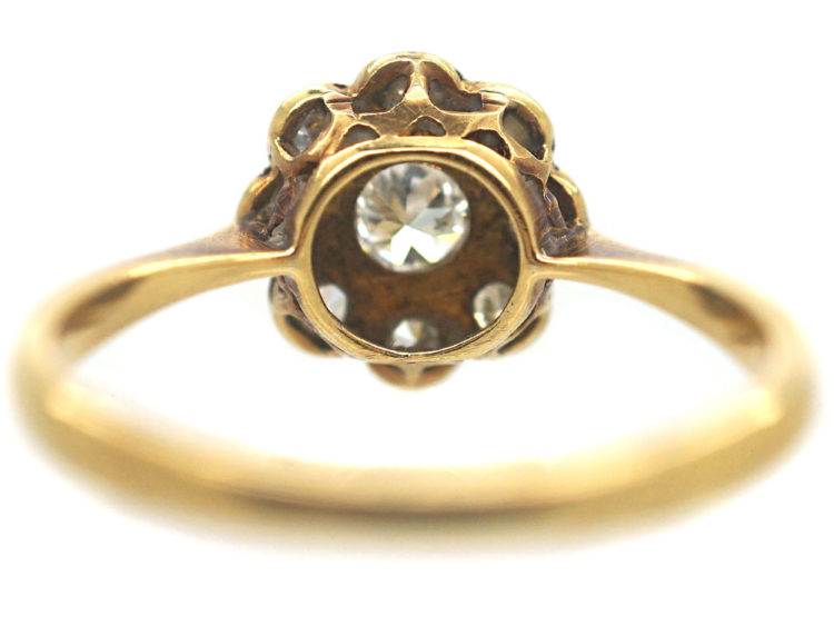 Edwardian 18ct Gold & Platinum Diamond Daisy Cluster Ring