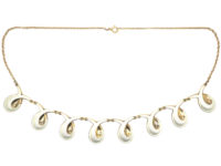 Retro Gilded Silver & White Enamel Necklace by Elvic & Co