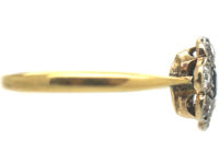 Edwardian 18ct Gold & Platinum, Sapphire & Diamond Oval Cluster Ring