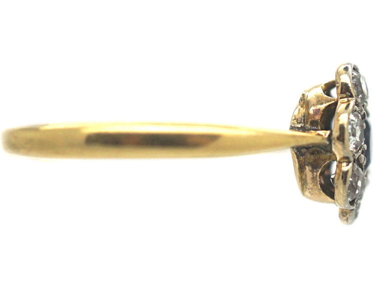Edwardian 18ct Gold & Platinum, Sapphire & Diamond Oval Cluster Ring