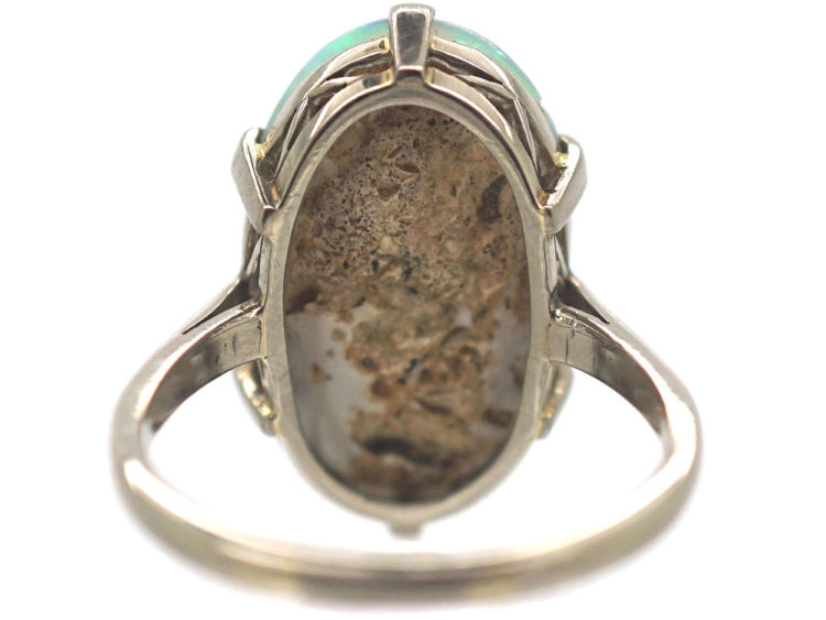 Art Deco 18ct White Gold Opal Harlequin Ring