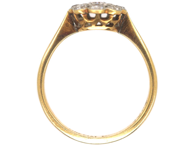 Edwardian 18ct Gold & Platinum Diamond Daisy Cluster Ring