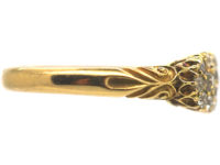 Edwardian 18ct Gold Diamond Triple Cluster Ring