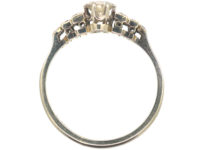 Art Deco 18ct White Gold & Platinum Diamond Solitaire Ring with Step Cut Shoulders