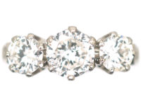 Platinum Three Stone Diamond Ring with Diamond Set Shoulders