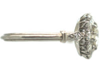 Edwardian Platinum & Diamond Cluster Ring with Diamond Set Shoulders