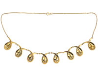 Retro Gilded Silver & White Enamel Necklace by Elvic & Co