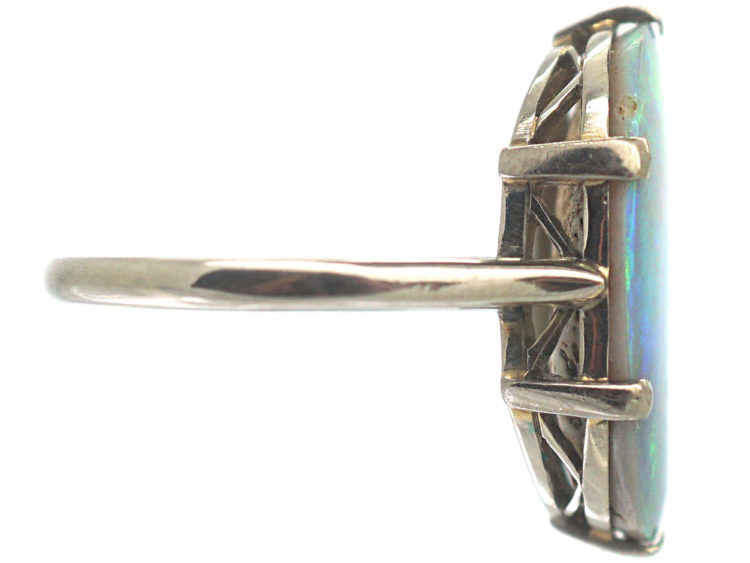 Art Deco 18ct White Gold Opal Harlequin Ring