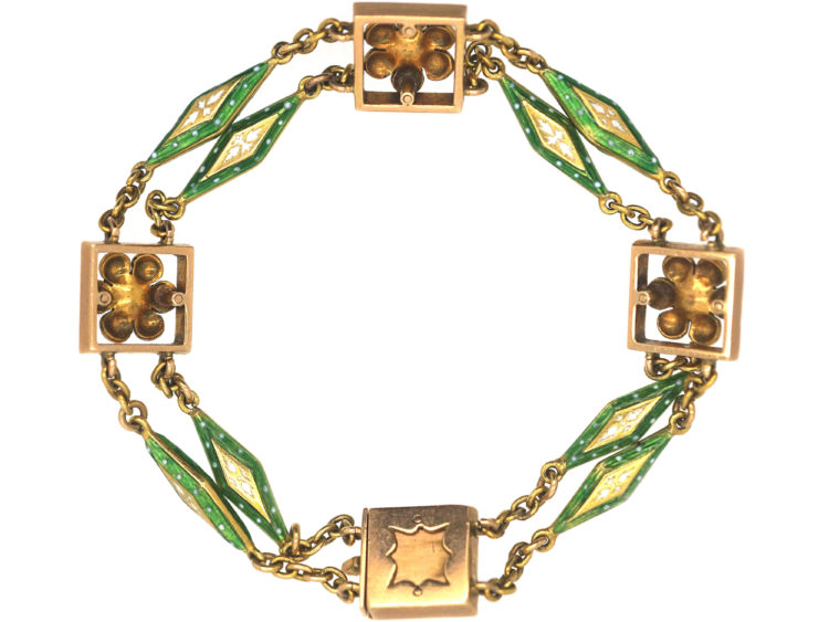 Victorian 15ct Gold, Enamel & Natural Pearls Jubilee Bracelet