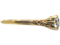 Victorian 18ct Gold, Ruby & Diamond Three Stone Carved Half Hoop Ring