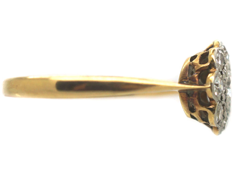 Edwardian 18ct Gold & Platinum Diamond Daisy Cluster Ring