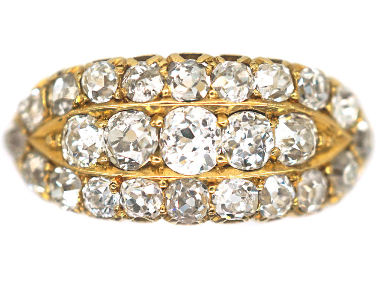 Victorian 18ct Gold & Diamond Boat Shaped Ring