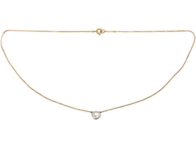 Edwardian 15ct Gold Chain with Baroque Pearl Necklace