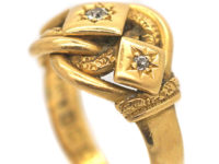 Edwardian 18ct Gold Knot Ring set with Three Diamonds