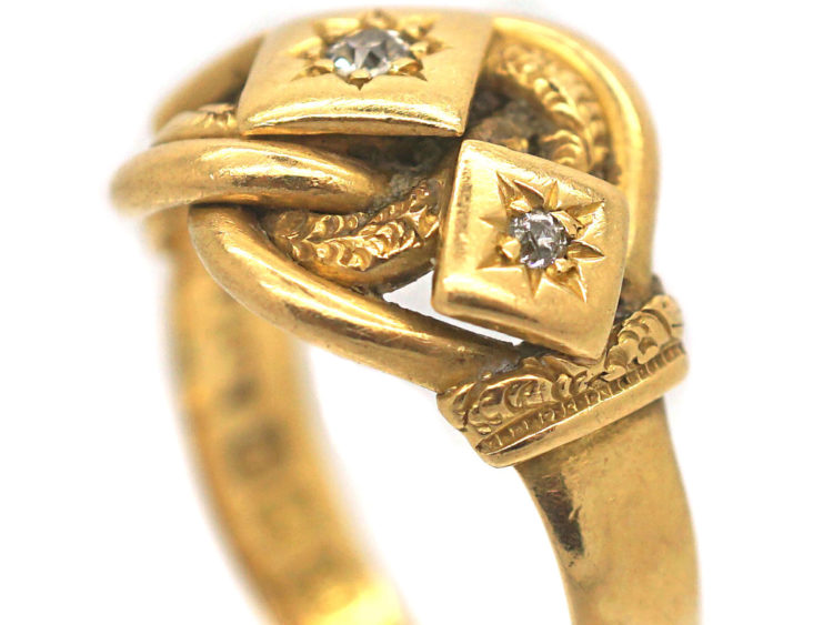 Edwardian 18ct Gold Knot Ring set with Three Diamonds