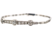 Art Deco 18ct White Gold Three Stone Diamond Bracelet