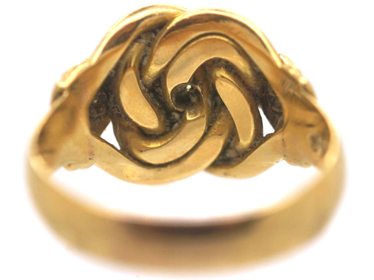 Edwardian 18ct Gold Knot Ring set with Three Diamonds