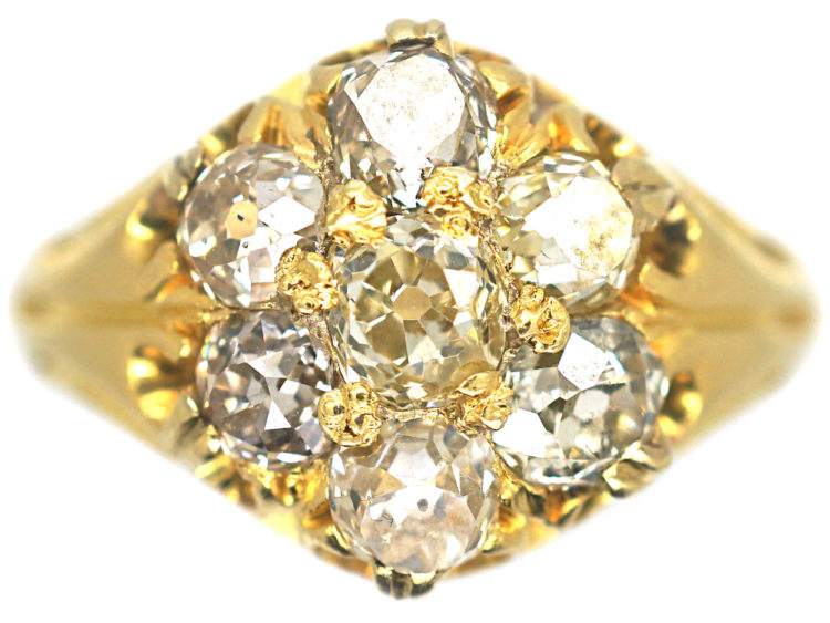 Victorian 18ct Gold & Diamond Cluster Ring