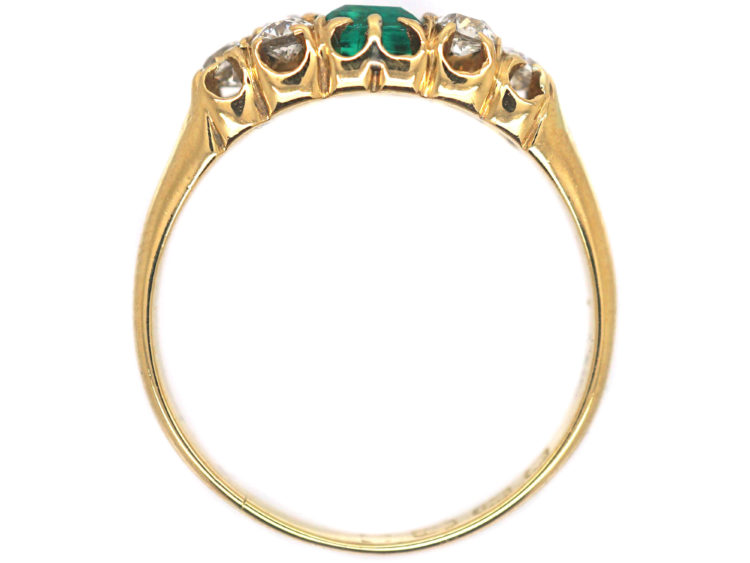 Victorian 18ct Gold Emerald & Diamond Ring