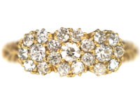 Edwardian 18ct Gold Diamond Triple Cluster Ring