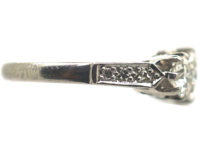 Platinum Three Stone Diamond Ring with Diamond Set Shoulders