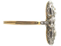 Edwardian 18ct Gold & Platinum Double Cluster Diamond Ring