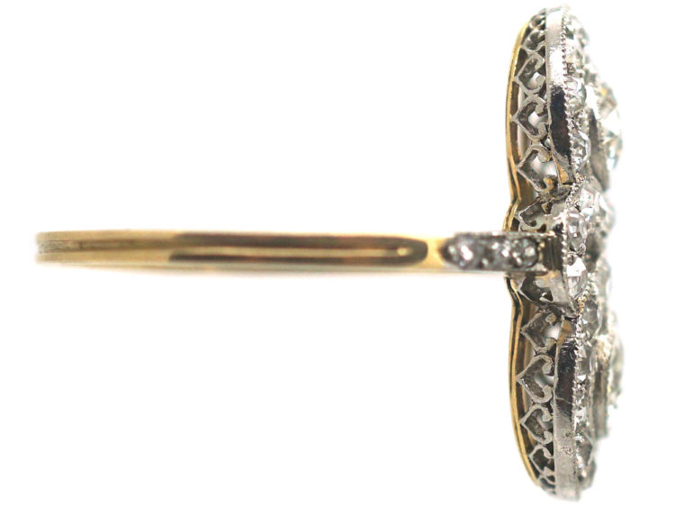 Edwardian 18ct Gold & Platinum Double Cluster Diamond Ring