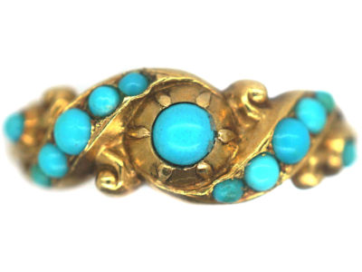 Early Victorian 18ct Gold & Turquoise Forget Me Not Ring