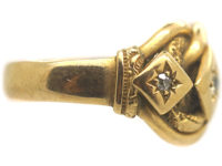 Edwardian 18ct Gold Knot Ring set with Three Diamonds