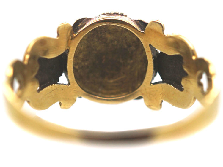 Georgian 15ct Gold, Natural Split Pearl & Ruby Cluster Ring