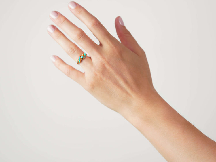 Early Victorian 18ct Gold & Turquoise Forget Me Not Ring