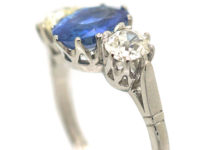 18ct White Gold & Platinum, Sapphire & Diamond Three Stone Ring