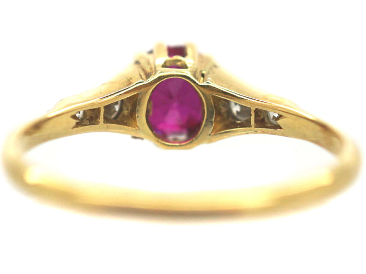 Edwardian 18ct Gold & Platinum, Ruby & Diamond Ring
