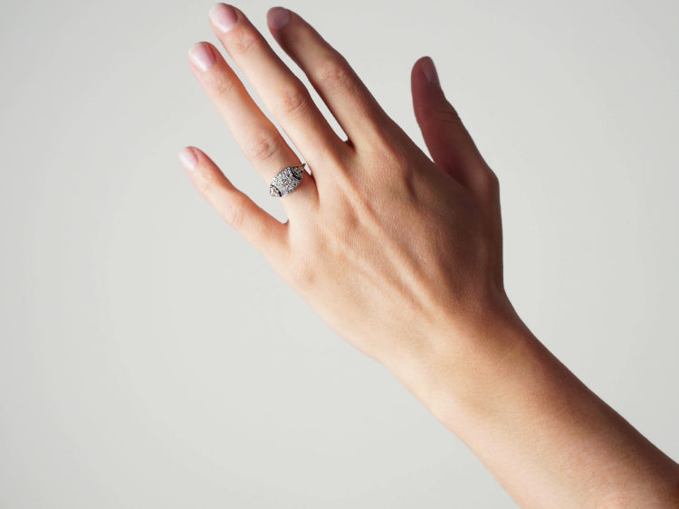 Art Deco 18ct Gold & Platinum, Sapphire & Diamond Geometric Ring