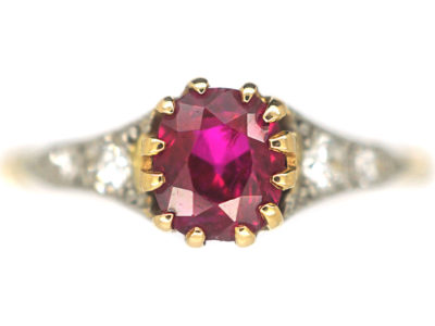 Edwardian 18ct Gold & Platinum, Ruby & Diamond Ring
