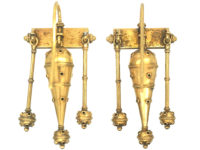 Victorian 15ct Gold Triple Drop Etruscan Revival Earrings