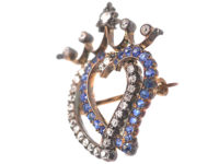 Edwardian Sapphire & Diamond Double Heart Brooch