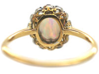 Edwardian 18ct Gold & Platinum, Opal & Diamond Cluster Ring