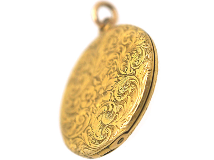 Victorian 18ct Gold Round Engraved Locket