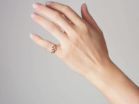 Edwardian 18ct Gold Double Crossover Ring set with Sapphires, Rubies & Diamonds