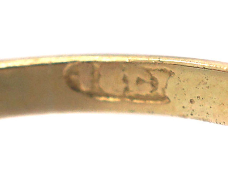 Edwardian 18ct Gold Five Stone Diamond Carved Half Hoop Ring