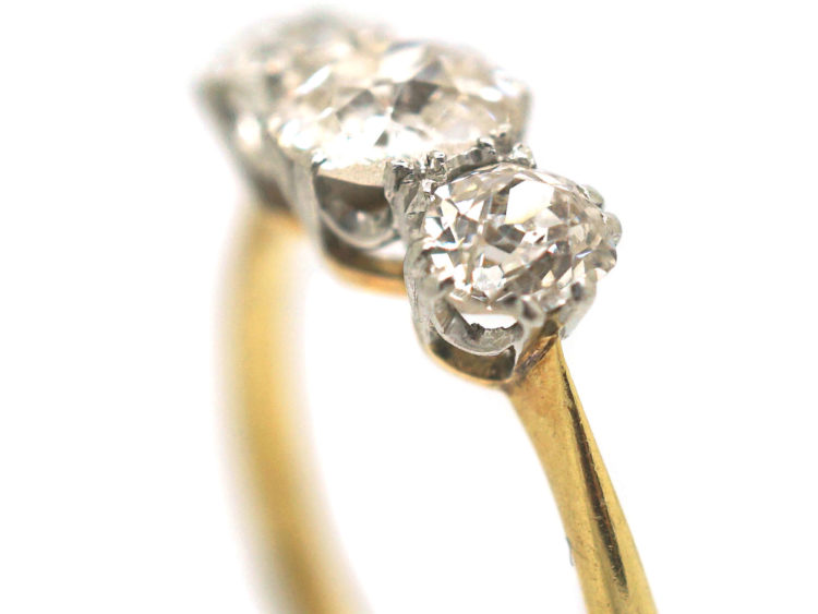 Edwardian 18ct Yellow Gold & Platinum, Three Stone Diamond Ring
