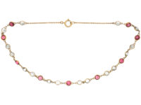 Edwardian 15ct Gold Pink Tourmaline & Rock Crystal Necklace