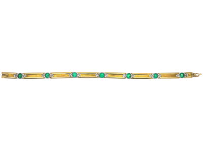18ct White & Yellow Gold Bracelet  set with Seven Emeralds