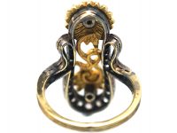 Art Nouveau 18ct Gold Diamond & Enamel Flowers Ring